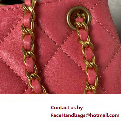 Chanel Lambskin  &  Gold-Tone Metal Small Messenger Bag AS4609 FUCHSIA 2024